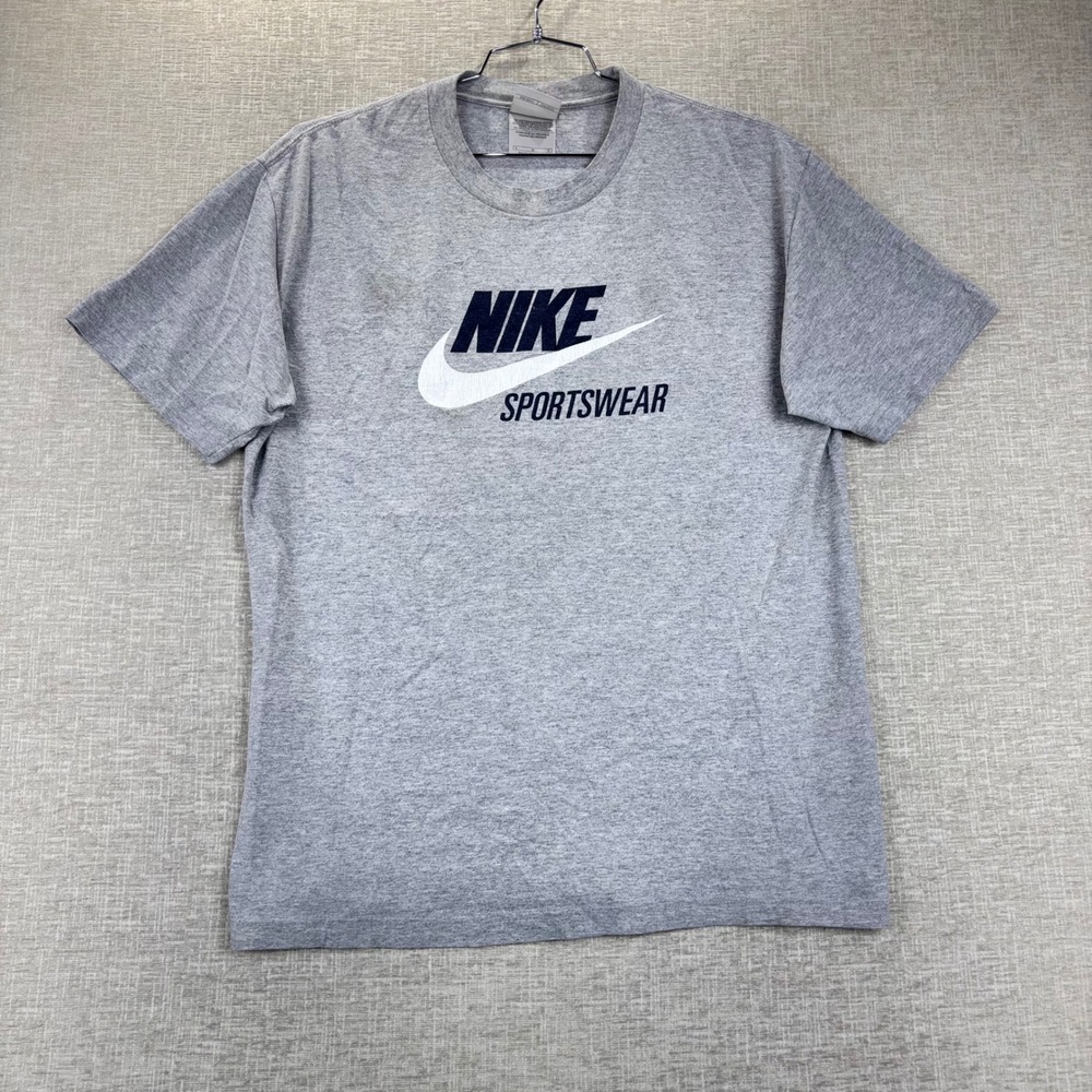 Nike Sportswear Mens T-Shirt Gray Short Sleeve Graphic Logo Tee Size Large